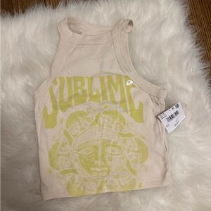 American Eagle Outfitters Cream Band Tee
